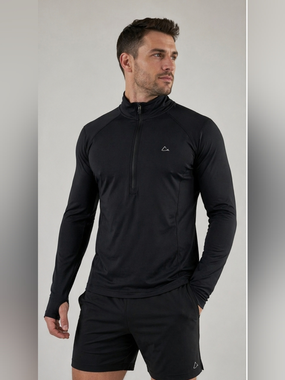 Paradox Merino Wool Blend 1/4 Zip Athletic Pullover Black Running Training Top L